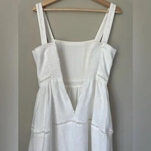 NEW Reformation Everett Linen Midi Dress White | US 2 UK 6 - Picture 11 of 16